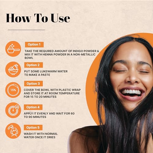 Just Jaivik Indigo Powder - Natural Hair Color | Chemical-Free Alternative to Synthetic Dyes, 227 g - Image 3