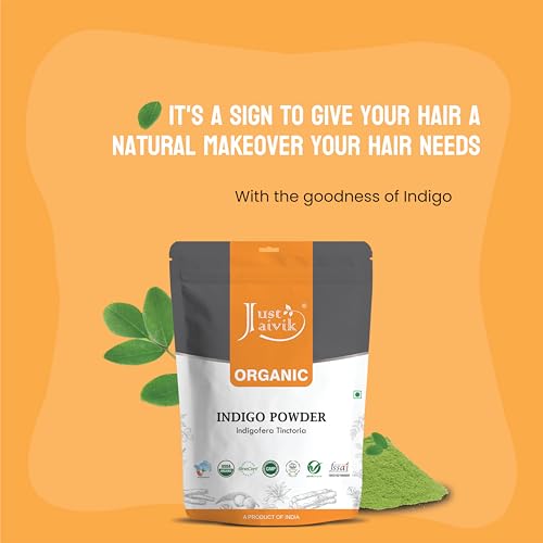 Just Jaivik Indigo Powder - Natural Hair Color | Chemical-Free Alternative to Synthetic Dyes, 227 g - Image 5