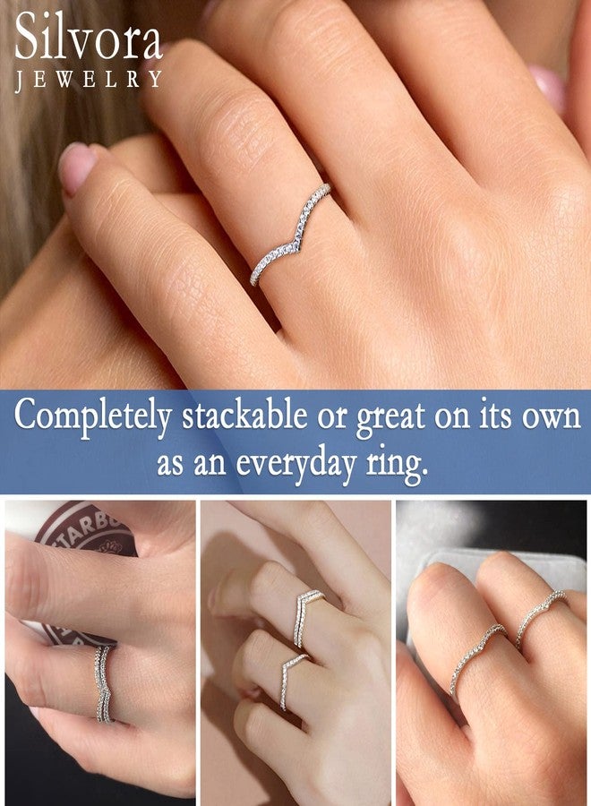 Silvora Engagement Rings for Female Plain Silver Thin 2mm Wishbone Bands Ring for Couple - Image 5