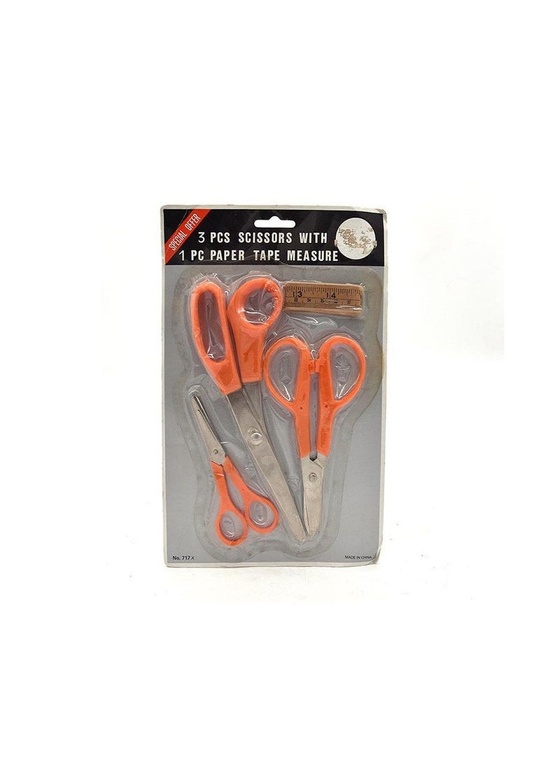 LTR 3-Piece LTR Scissors Set + 1-Piece Paper Tape Measure Set 