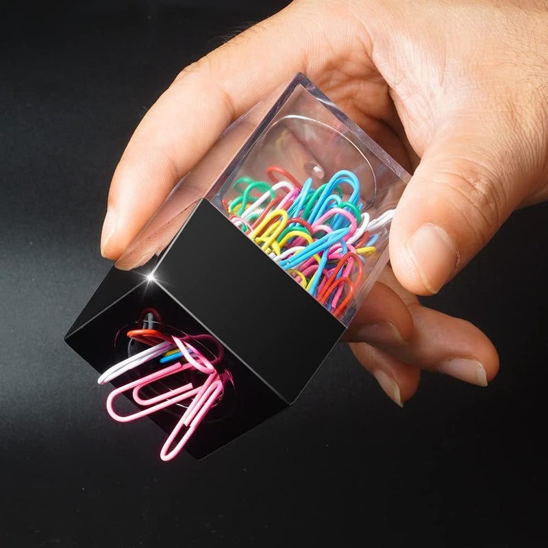 grwanpen ® 2 Magnetic Paper Clip Dispenser Boxes with 100 Multicolored Paper Clips Each,Black - Image 2
