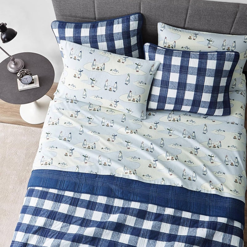 Eddie Bauer - Twin Sheets, Cotton Flannel Bedding Set, Brushed for Extra Softness, Cozy Home Decor (Skating Penguin, Twin) - Image 3