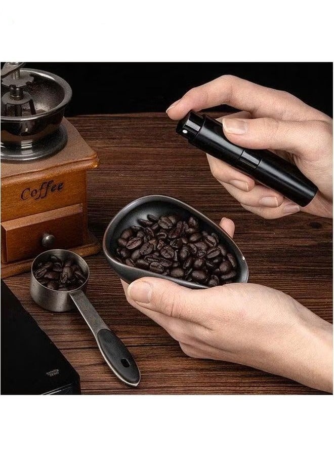 HOMESTAR 3Pcs Coffee Bean Dosing Cup and Spray Bottle Set, Single Dose Measuring Tray Kit, Ceramic Vessel For Coffee, Reduce Power Static, Lover Gift(Black Ceramic+Spray Bottle+Spoon) - Image 2