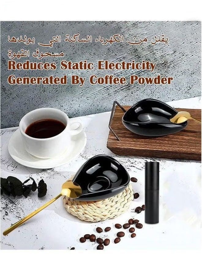 HOMESTAR 3Pcs Coffee Bean Dosing Cup and Spray Bottle Set, Single Dose Measuring Tray Kit, Ceramic Vessel For Coffee, Reduce Power Static, Lover Gift(Black Ceramic+Spray Bottle+Spoon) - Image 4