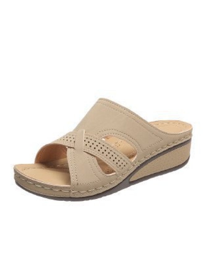 Women's Sandals With Wedge Heels, Open-toe, Thick Soles, Large Sizes 35-43, Hollow-out Thick-soled High-heeled Sandals