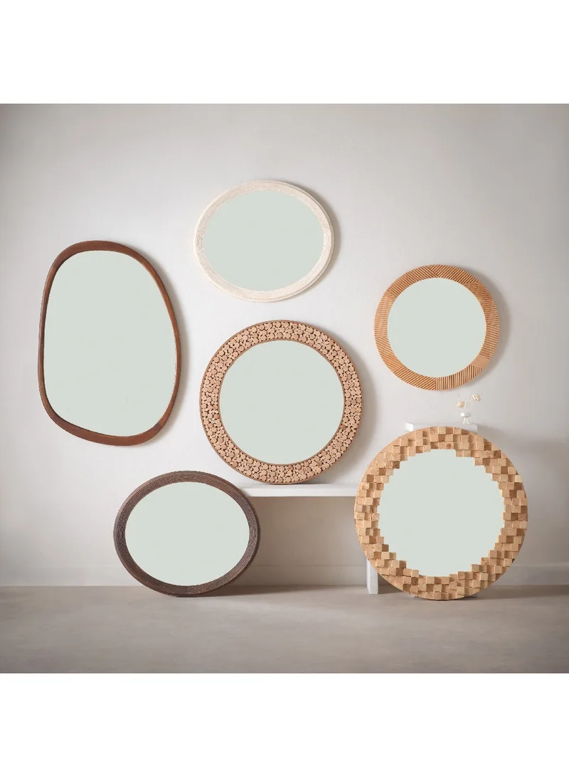 Home Box Inez Wood Frame Round Mirror 61 x 2 x 61 cm