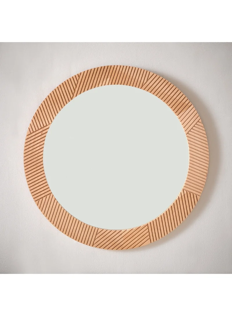 Home Box Inez Wood Frame Round Mirror 61 x 2 x 61 cm