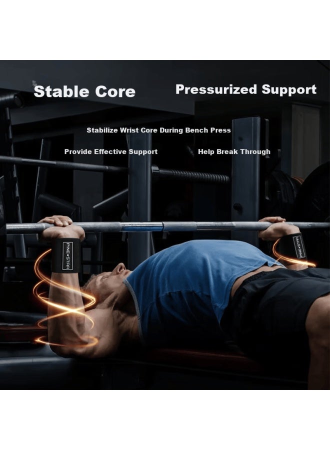Gingpai Sport Men's Wrist Support Fitness Sports Brace Bench Press Assistance Wrist Wraps For Pain And Sprain Strength Training Compression Black - Image 2