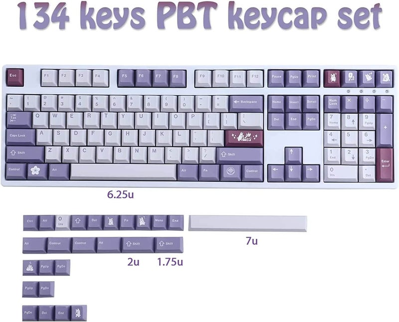 JOMKIZ PBT Keycaps, Cherry Profile Keycaps 134 Keys Rabbit Dye Sublimation with 7U Spacebar Japanese Keycap Set for Cherry MX Switches US Layout Mechanical Keyboards - Image 2