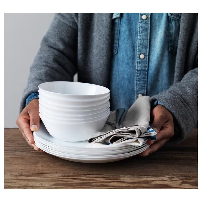 NT-STAR Dinner Plate Tampered Glass, White 25 cm (9 ¾ ") Set of 3-Piece - Image 2