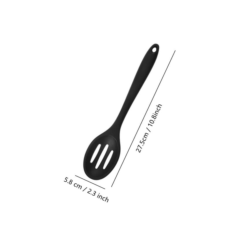 Honkenda 2 Pack Nonstick Silicone Slotted Spoons,High Heat Resistant Serving Cooking Baking Spoons Ladle Set for Stirring, Mixing, Serving, Draining Tool (Black) - Image 2