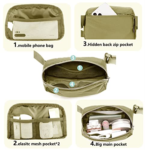 MEISEE Fanny Belt Bag Waist Pack Crossbody Bags Bum Bag for Running Hiking Travel Workout Adjustable Strap for Women-Khaki green - Image 5