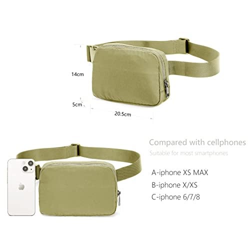 MEISEE Fanny Belt Bag Waist Pack Crossbody Bags Bum Bag for Running Hiking Travel Workout Adjustable Strap for Women-Khaki green - Image 4