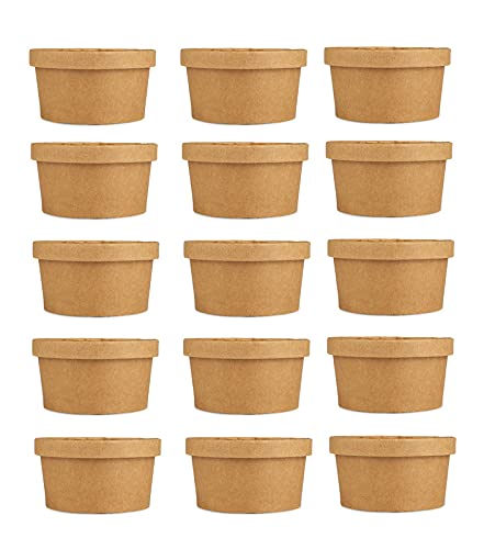e kysa basics ekysa basics Disposable Thick-Walled Craft Paper Food Container with Lid – 250 ml, Leak-Resistant, Eco-Friendly Bowl/Tub, Brown - Image 3