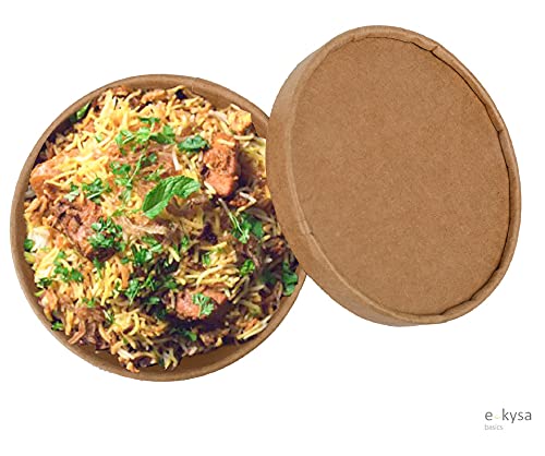 e kysa basics ekysa basics Disposable Thick-Walled Craft Paper Food Container with Lid – 250 ml, Leak-Resistant, Eco-Friendly Bowl/Tub, Brown - Image 4