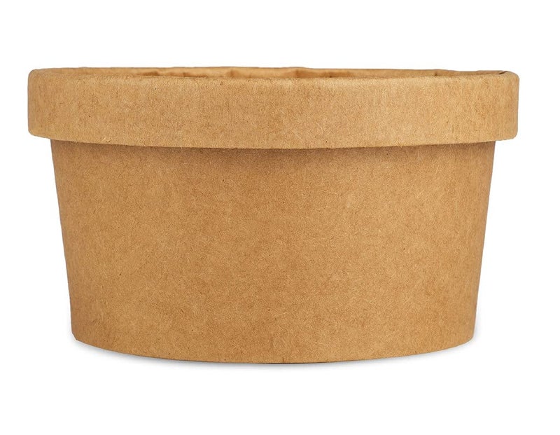 e kysa basics ekysa basics Disposable Thick-Walled Craft Paper Food Container with Lid – 250 ml, Leak-Resistant, Eco-Friendly Bowl/Tub, Brown - Image 1