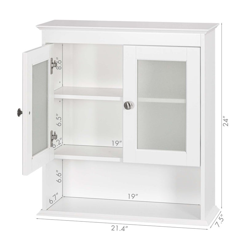 Spirich Bathroom Cabinet Wall Mounted, Medicine Cabinet Organizer with Glass Doors and Adjustable Shelves, Bathroom Wall Cabinet Over Toilet, White - Image 4