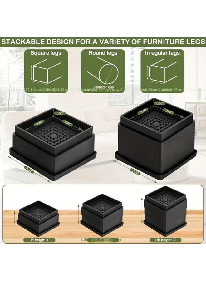 4 Pack 2 Inch Adjustable Heavy Duty Stackable Furniture Legs For Sofa Bed Table Chair - Image 4