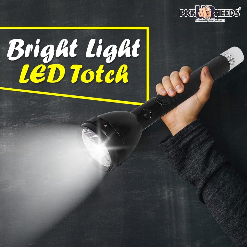 Pick Ur Needs Emergency Rechargeable 2 In 1 Long Range 50 Watt Led Torch With Back Light Dual Battery, 10000 Lumen - Image 2