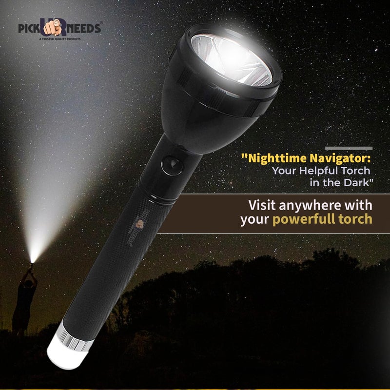 Pick Ur Needs Emergency Rechargeable 2 In 1 Long Range 50 Watt Led Torch With Back Light Dual Battery, 10000 Lumen - Image 5