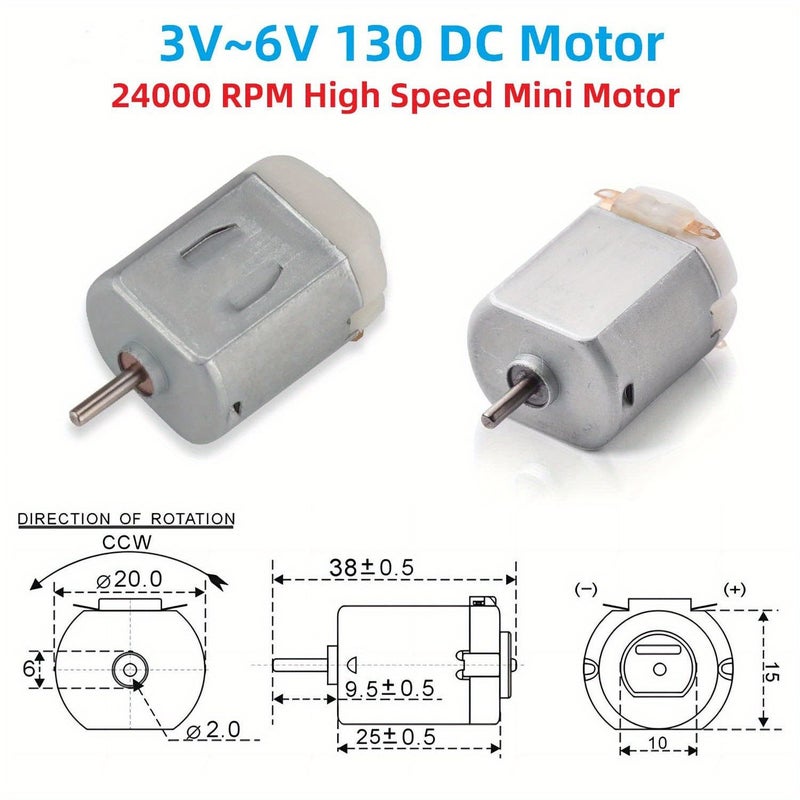 5 قطع من محركات ألعاب DC 130 بجهد 3 فولت و6 فولت، محركات صغيرة مصغرة لمشاريع DIY - Image 3