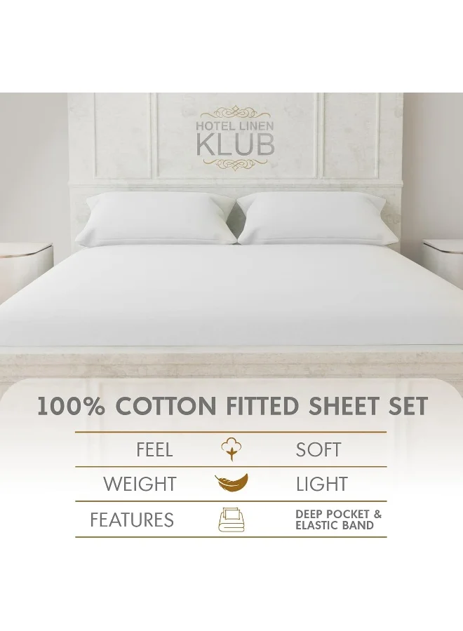 Hotel Linen Klub Hotel Linen Klub Luxury 100% Cotton 350TC Fitted Sheet Set