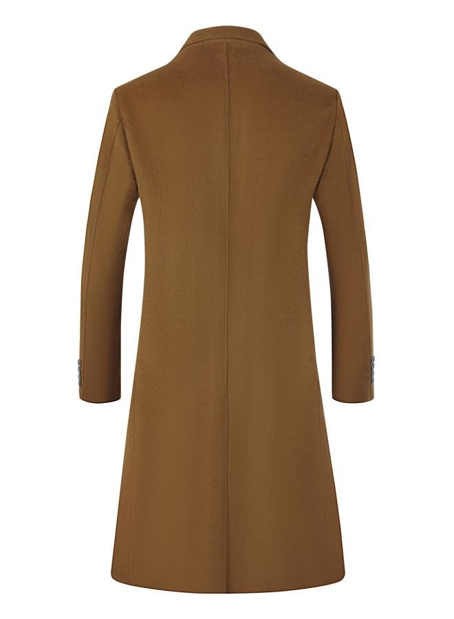 ELETOP Men's Trench Coat Winter Wool Jacket Long Business Overcoat Pea Coat, 1801 Camel Long Style, XXL - Image 3