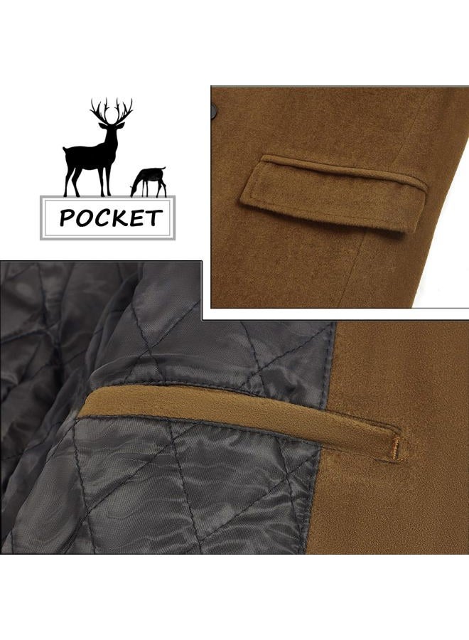 ELETOP Men's Trench Coat Winter Wool Jacket Long Business Overcoat Pea Coat, 1801 Camel Long Style, XXL - Image 2