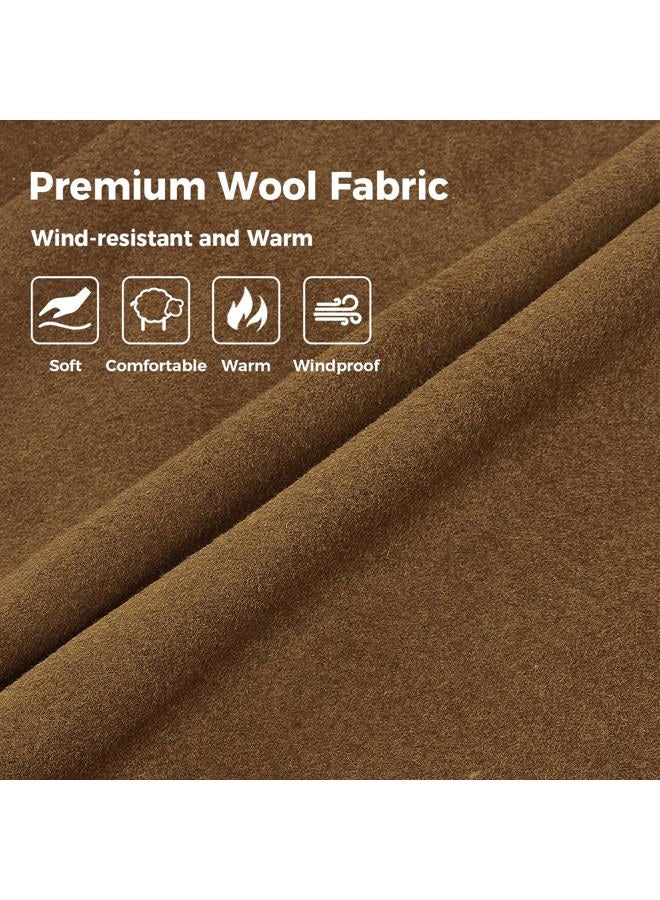 ELETOP Men's Trench Coat Winter Wool Jacket Long Business Overcoat Pea Coat, 1801 Camel Long Style, XXL - Image 4