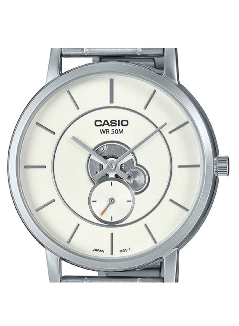 Casio Men Watch -Analog Inner Workings Dial Analog White Dial Stainless Steel Band MTP-B130D-7AVDF. - Image 4