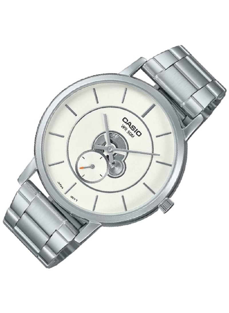 Casio Men Watch -Analog Inner Workings Dial Analog White Dial Stainless Steel Band MTP-B130D-7AVDF. - Image 3
