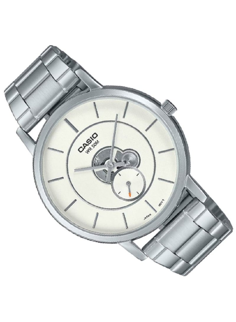 Casio Men Watch -Analog Inner Workings Dial Analog White Dial Stainless Steel Band MTP-B130D-7AVDF. - Image 2