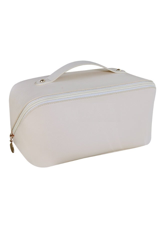 حقيبة مكياج كبيرة السعة للسفر للنساء – حقيبة تجميل مقاومة للماء من جلد PU مع مقبض وفواصل قابلة للتعديل – حقيبة أدوات تجميل محمولة لفرش المكياج والعناية بالبشرة - Image 1