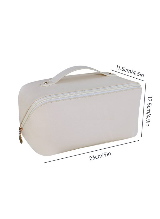 حقيبة مكياج كبيرة السعة للسفر للنساء – حقيبة تجميل مقاومة للماء من جلد PU مع مقبض وفواصل قابلة للتعديل – حقيبة أدوات تجميل محمولة لفرش المكياج والعناية بالبشرة - Image 5