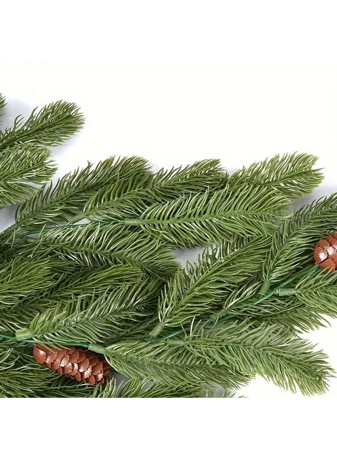 Dark Green Artificial Christmas Tree Branches Garland With Pine Cones Heavy Duty Fir Swags Indoor Outdoor Decor - Image 3