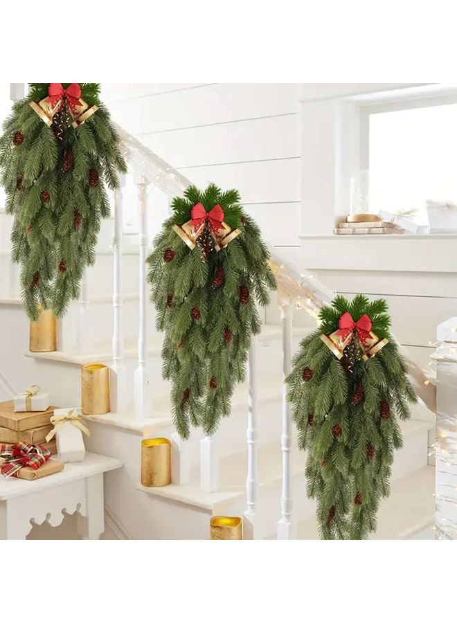 Dark Green Artificial Christmas Tree Branches Garland With Pine Cones Heavy Duty Fir Swags Indoor Outdoor Decor - Image 5