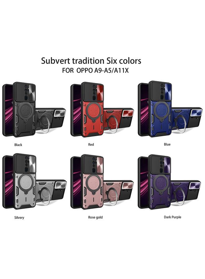 اس-توب جراب لهاتف OPPO A9 2020 / A5 2020 / A11x CD Texture Sliding Camshield حامل مغناطيسي للهاتف - Image 2