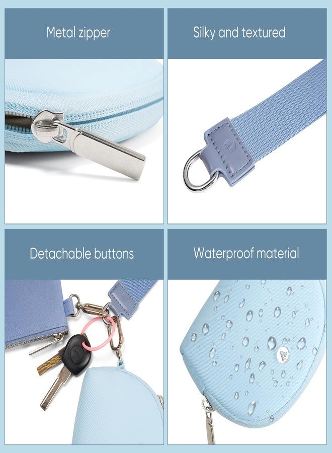 VUTUXA KeyChain Wallet Wristlet Wallets For Women Mini Zip Dual Pouch Wristlet, light blue+blue, Mini - Image 4