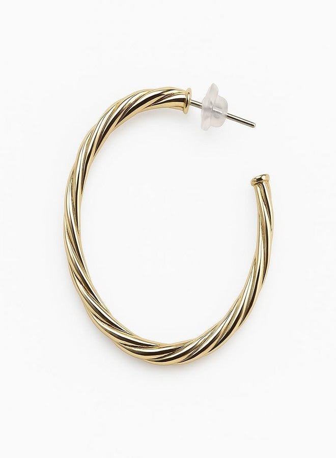 Les Bon Amis Twisted Rope Gold Hoop Earrings for Women | Anti-Tarnish Gold Plated Stainless Steel Lightweight Hoops | Everyday Wear, Party, Office & Gifting Jewelry - Golden - Image 3
