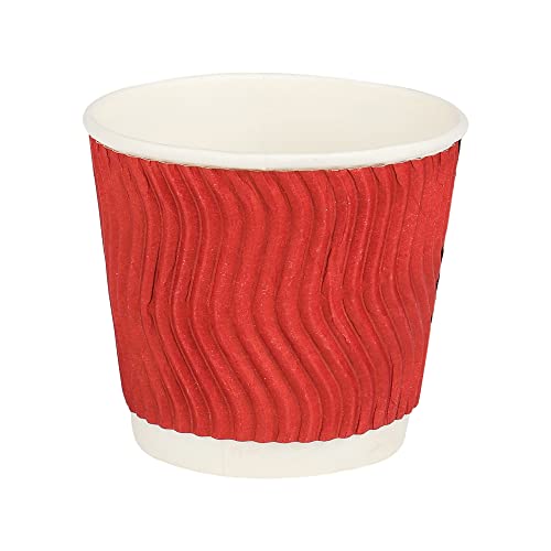 e kysa basics ekysa Basics Ripple Paper Disposable Tea/Coffee Cups – 150 ml, Triple Layer, Heat-Resistant, Eco-Friendly, for Hot Beverages, Red, Pack of 50 - Image 1