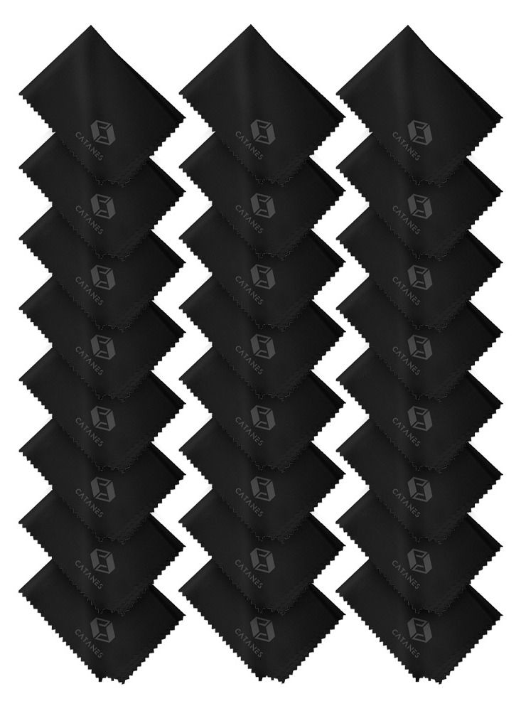 CATANES 24 Pack Of Microfiber Cleaning Cloth Premium Cloth for Glasses Lens Screens and More Black - Image 2