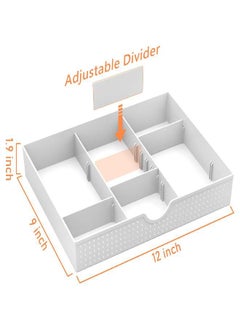 CAXXA 3 Slot Drawer Organizer with 4 Adjustable Dividers - Drawer Storage 5 Compartments Junk Drawer Organizer for Office Desk Supplies and Accessories, White - pzsku/ZB1D06082E48AF35E6659Z/45/_/1693406542/488aba4e-f912-44e4-a92f-5790bb74bbe5