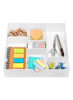 CAXXA 3 Slot Drawer Organizer with 4 Adjustable Dividers - Drawer Storage 5 Compartments Junk Drawer Organizer for Office Desk Supplies and Accessories, White - pzsku/ZB1D06082E48AF35E6659Z/45/_/1693406697/2d3eebd4-eb91-43b8-89d8-32fad71cb7be