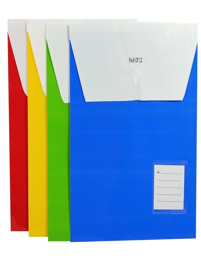 Shining Zon 12 Pcs Double Pocket A4 Legal Document File Designer Document Bag, Document Folder Envelope Holder Storage Case, Snap Button Organizer, Plastic Container (Double Button Folder-Mix Color) - Image 1