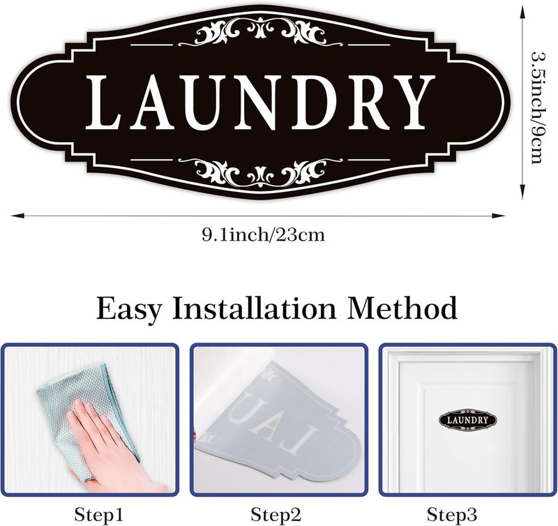 LUHIMO Laundry Room Door Sign for Business and Home，Self-adhesive Waterproof Cute Laundry Room Door Sticker Decals for House, Apartment, Hotel Laundromat Decor（Black） - Image 2