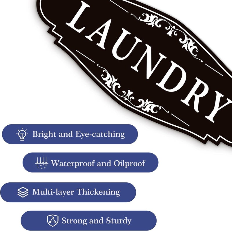 LUHIMO Laundry Room Door Sign for Business and Home，Self-adhesive Waterproof Cute Laundry Room Door Sticker Decals for House, Apartment, Hotel Laundromat Decor（Black） - Image 3