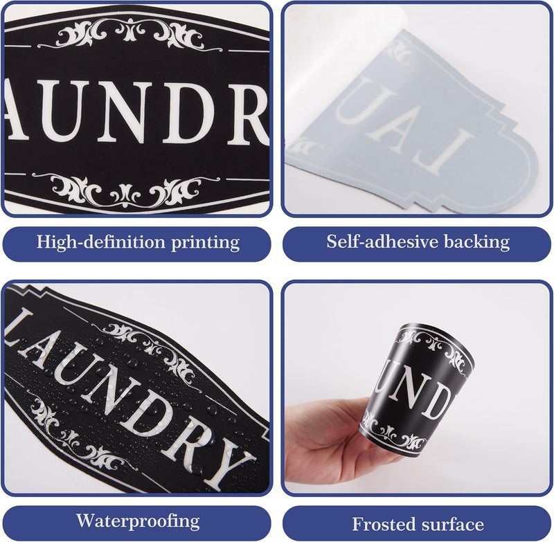 LUHIMO Laundry Room Door Sign for Business and Home，Self-adhesive Waterproof Cute Laundry Room Door Sticker Decals for House, Apartment, Hotel Laundromat Decor（Black） - Image 4