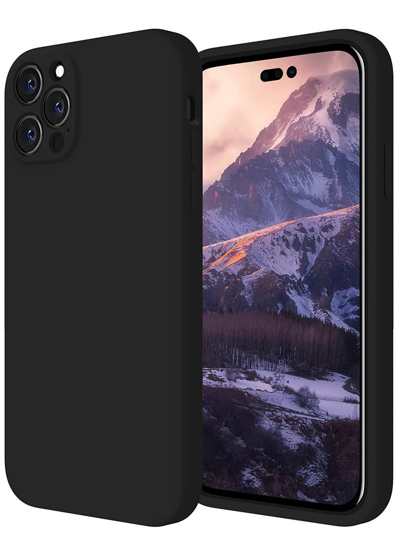 for iPhone 14 Pro Max Case, Silicone Upgraded [Camera Protection] Phone Case with [2 Screen Protectors], Soft Anti-Scratch Microfiber Lining Inside, 6.7 inch, Black - Image 1