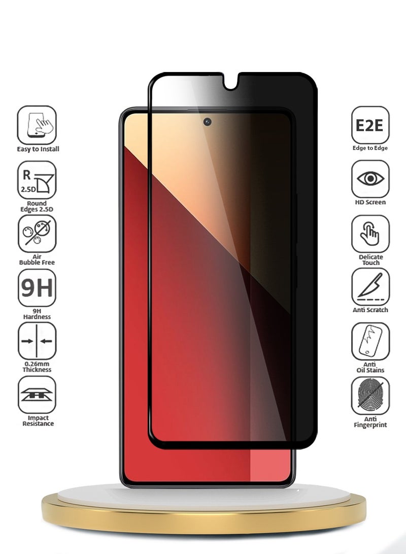 دبليو تيك شاومي ريدمي نوت 13 برو 5 جي 2023 بريميوم E2E حماية كامل الغراء واقي شاشة زجاجي مقسى (MSGECP) - شفاف / أسود - Image 2
