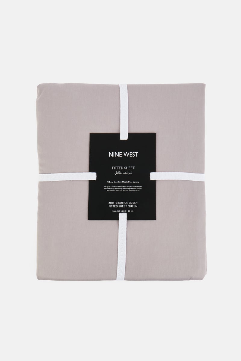 NINE WEST Queen Size Fitted Sheet, Grey - Image 1